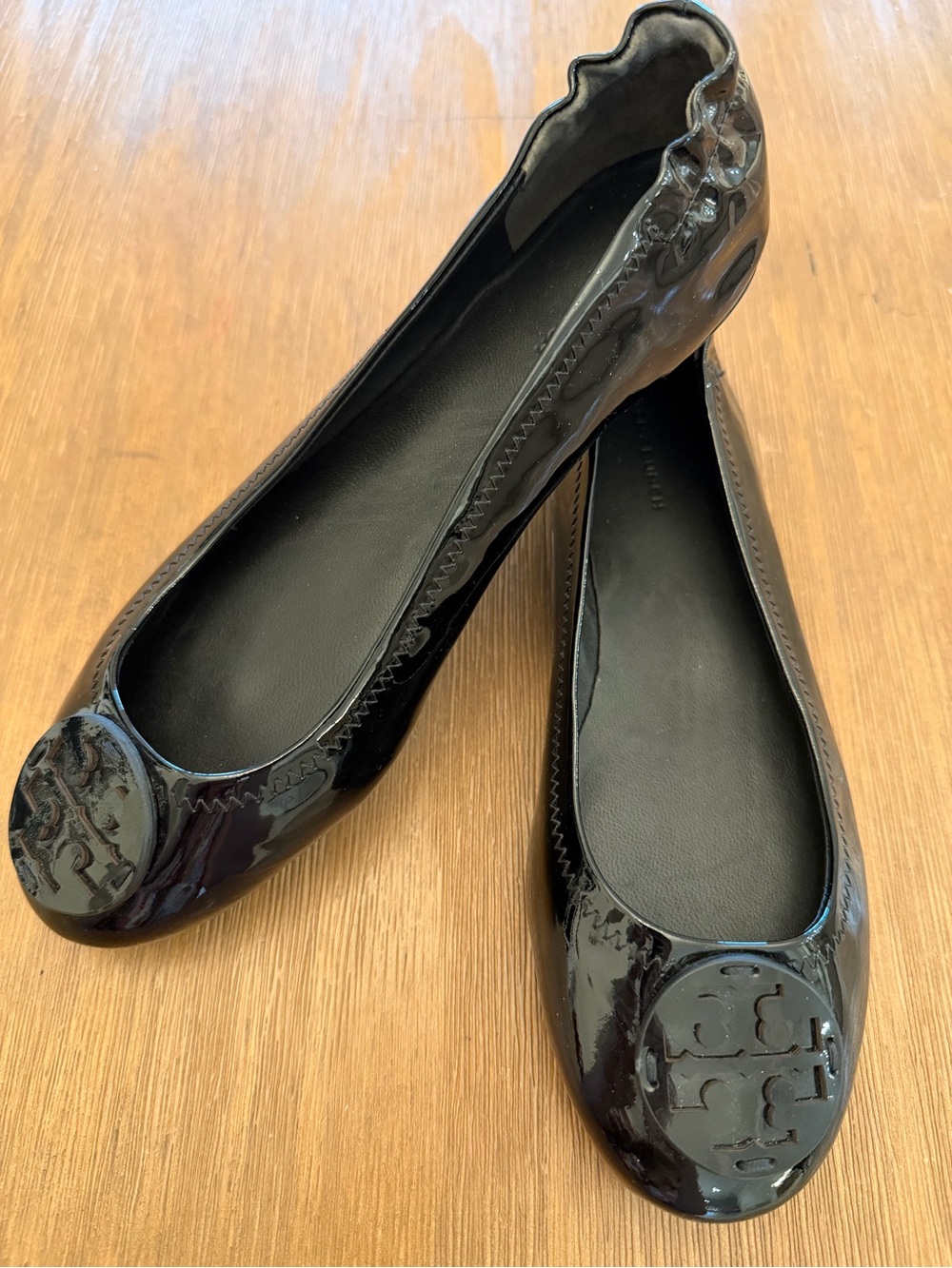 Tory Burch Black Patent Logo Ballet Flats